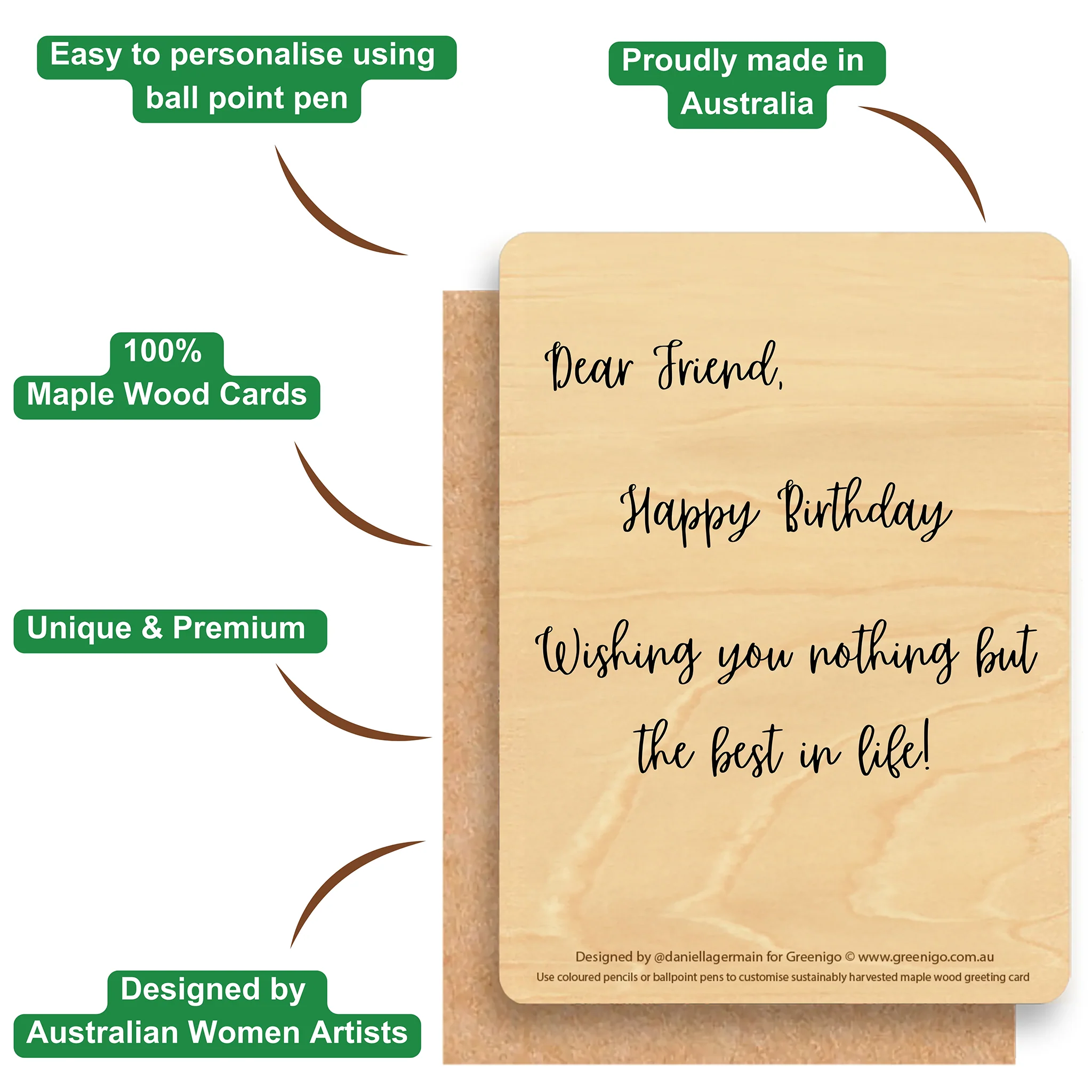Premium Maple Wood Flat Greeting Card - Image 2